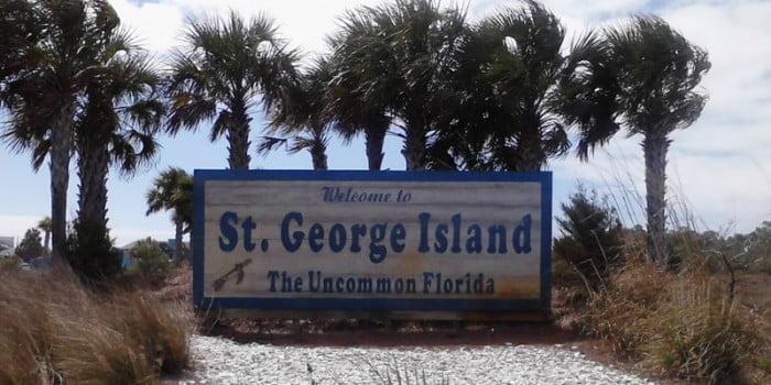 St. George Island Sign when coming on to the Island