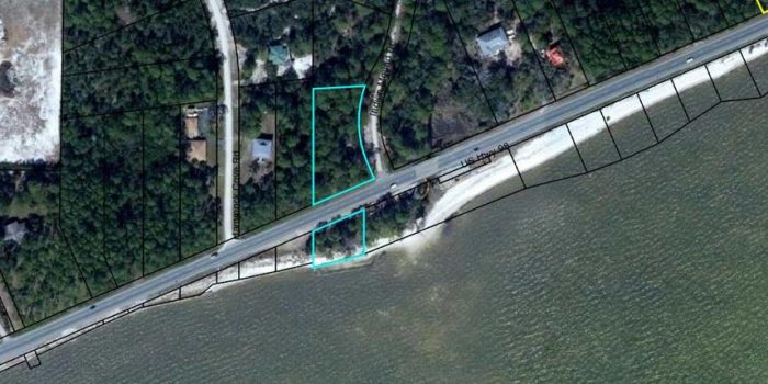 1.25 acre bay view lot with 140' of bay frontage across Hwy 98